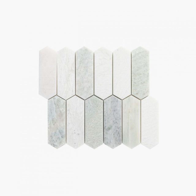 Natural Marble Mosaic LongHexagon 48x145 MingGreen Honed Marble Mosaic Tilemall   