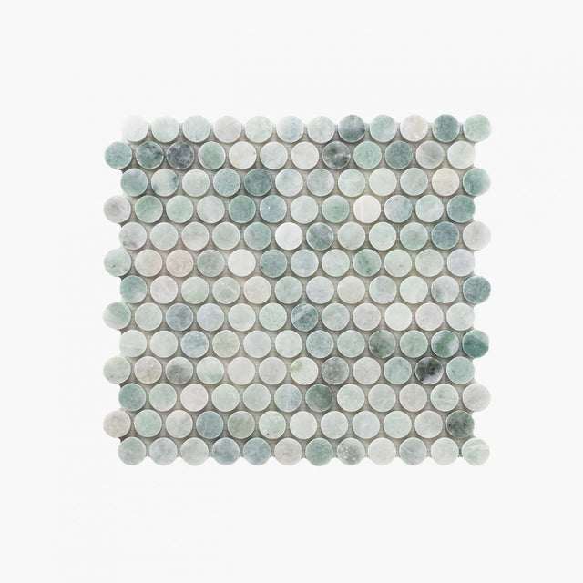 Natural Marble Mosaic PennyRound 23x23 MinggGreen Honed Sample Sample Tilemall   