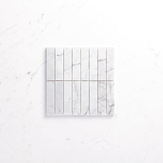 Natural Marble Mosaic Straight 36x150 Carrara Honed Sample Sample Tilemall   