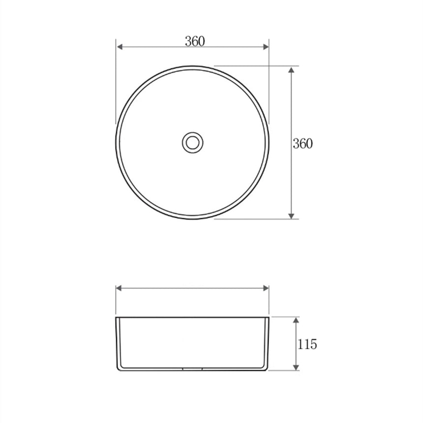Radius Round Basin 360mm Matte Carrara Bathroom Basin Otti Australia   