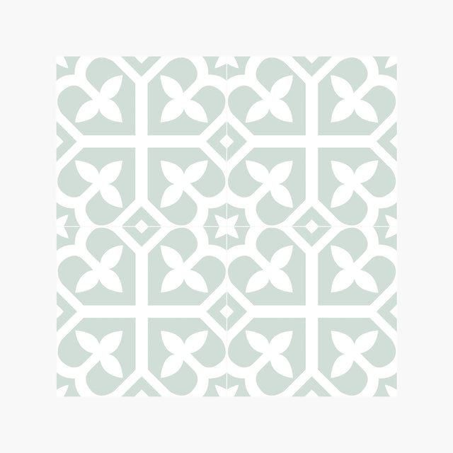 Pattern Tile Picasso Bloom Pale Green 200x200 Matt Encaustic Look Tiles Tilemall   
