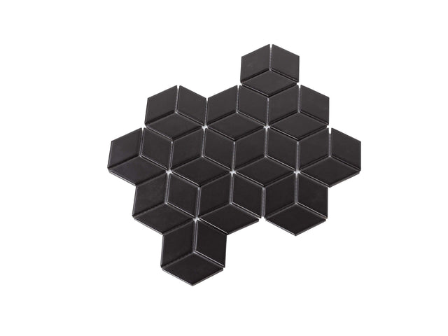 Porcelain Mosaic Diamond Cube 83x48 Matt Black Sample Sample Tilemall   