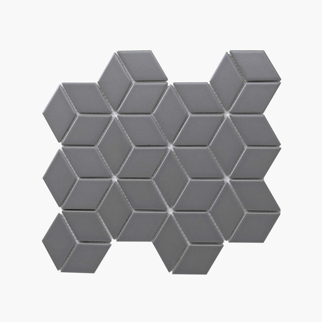 Porcelain Mosaic Diamond Cube 83x48 Matt Grey Sample Sample Tilemall   