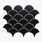Porcelain Mosaic FanShape 75mm Matt Black