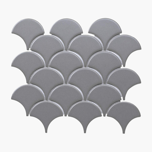 Porcelain Mosaic Fish Scale 75mm Matt Grey Sample Sample Everstone