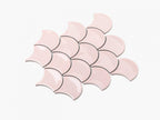 Porcelain Mosaic FanShape 95mm Gloss Pink Sample