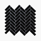 Porcelain Mosaic Herringbone 25x75mm Gloss Black