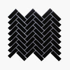Porcelain Mosaic Herringbone 25x75mm Matt Black