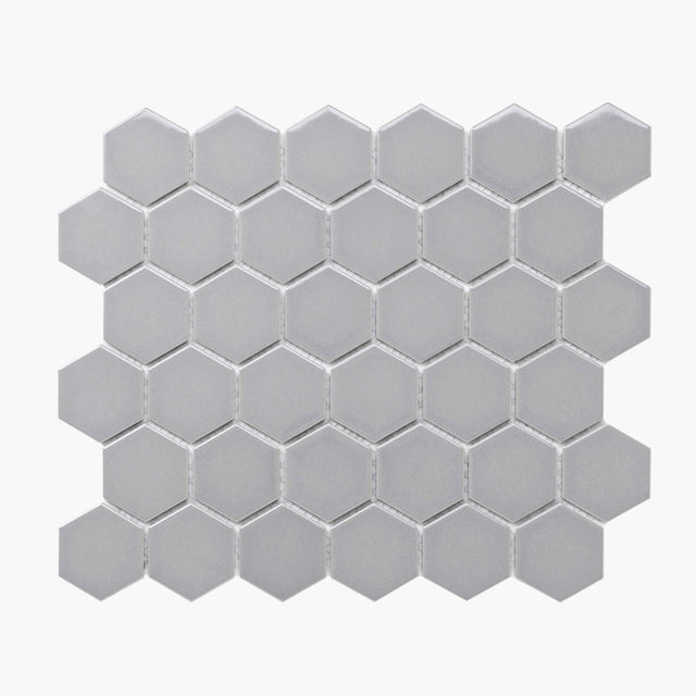 Porcelain Mosaic Hexagon 51x59 Gloss Grey Sample Sample Tilemall   