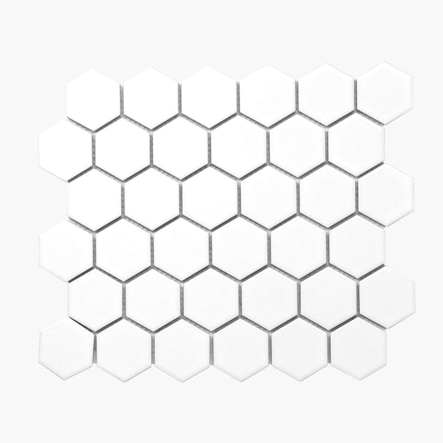 Porcelain Mosaic Hexagon 51x59 Gloss White Sample Sample Tilemall   