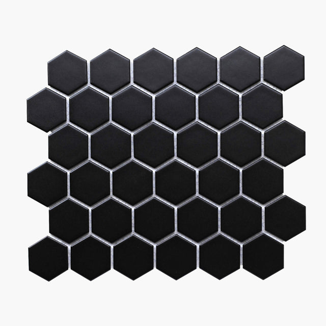 Porcelain Mosaic Hexagon 51x59 Matt Black Sample Sample Tilemall   