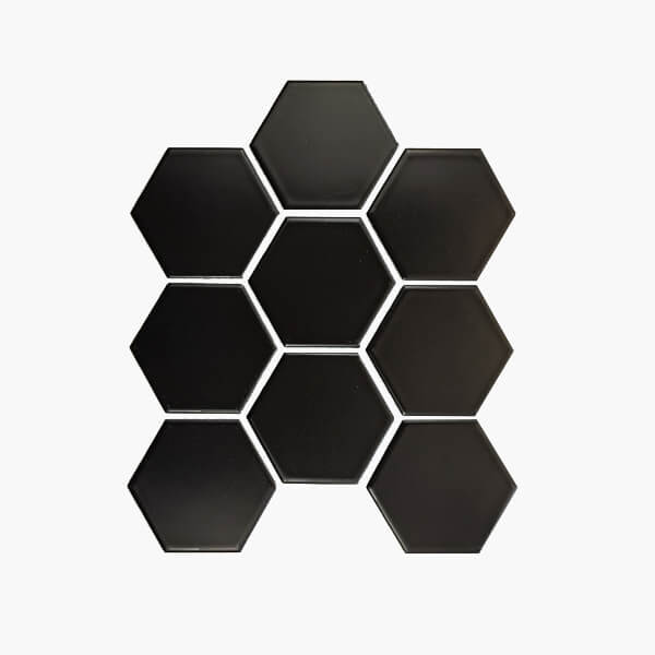 Porcelain Mosaic Hexagon 95x110 Matt Black Sample Sample Tilemall   