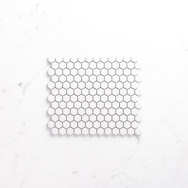 Porcelain Mosaic Hexagon 23x26 Matt White Sample Sample Tilemall   