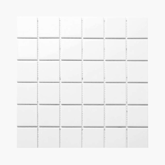 Porcelain Mosaic Square 48x48 Matt White Sample Sample Tilemall   