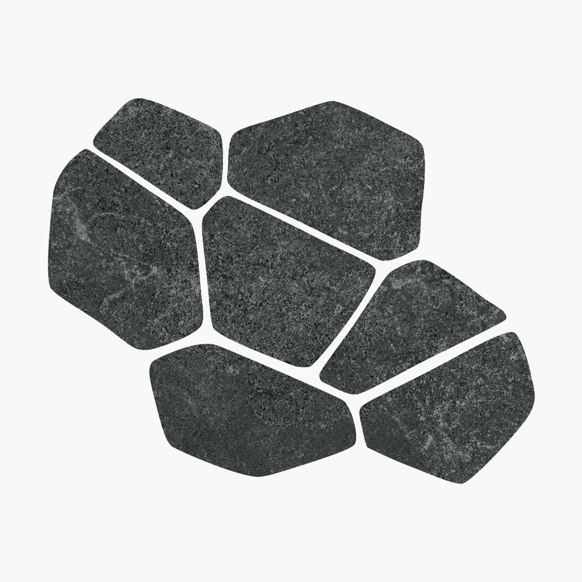 Yosemite Crazy Pave 605x760mm Surface Tec coal stone-look tiles in irregular pattern layout by Tilemall